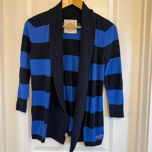 Y2K Hollister Bold Blue Black Open Cardigan seagull logo cropped sleeve small